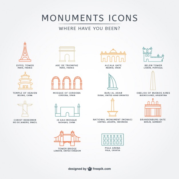 Free: Assorted monuments icons pack - nohat.cc