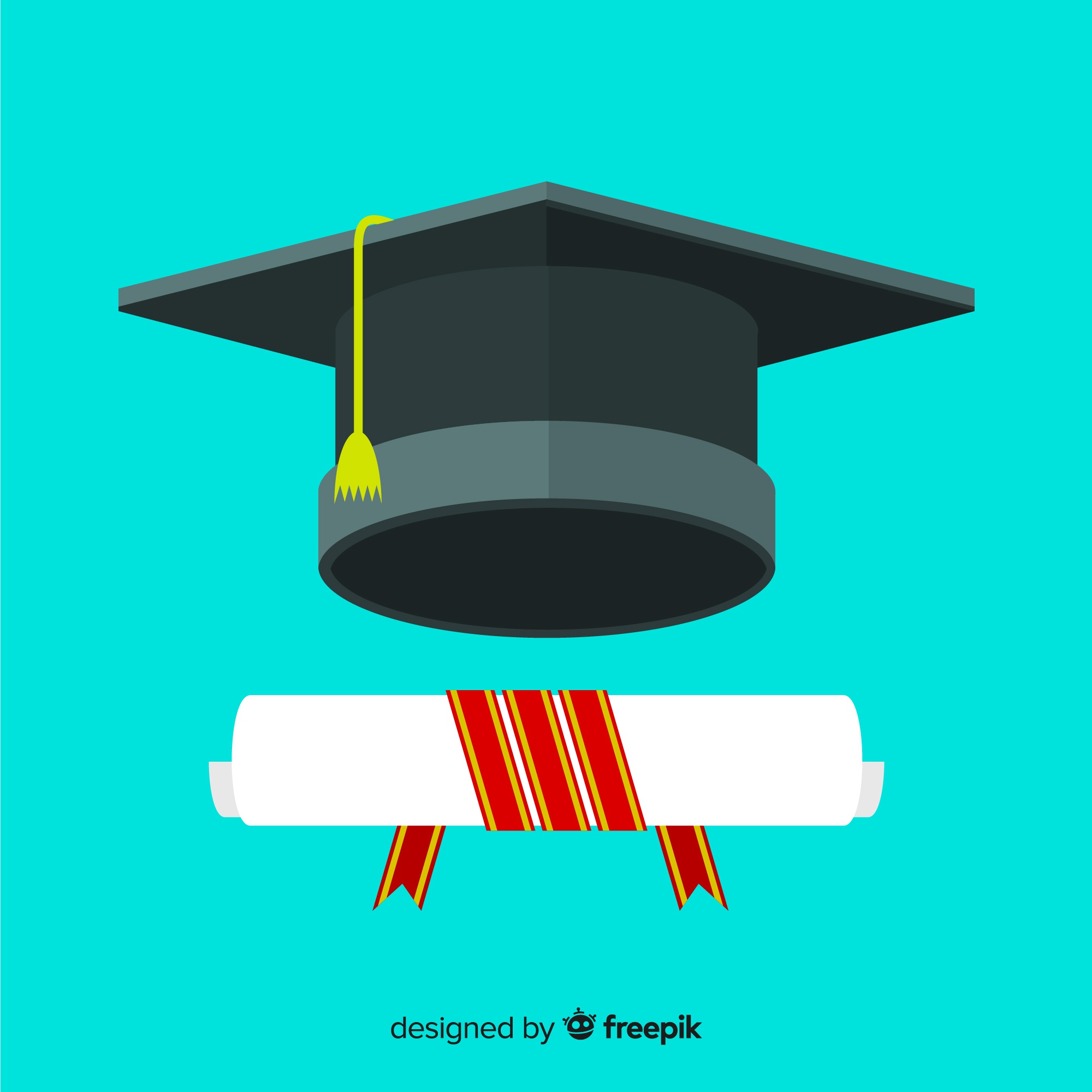 Free: Graduation cap and diploma with flat design - nohat.cc