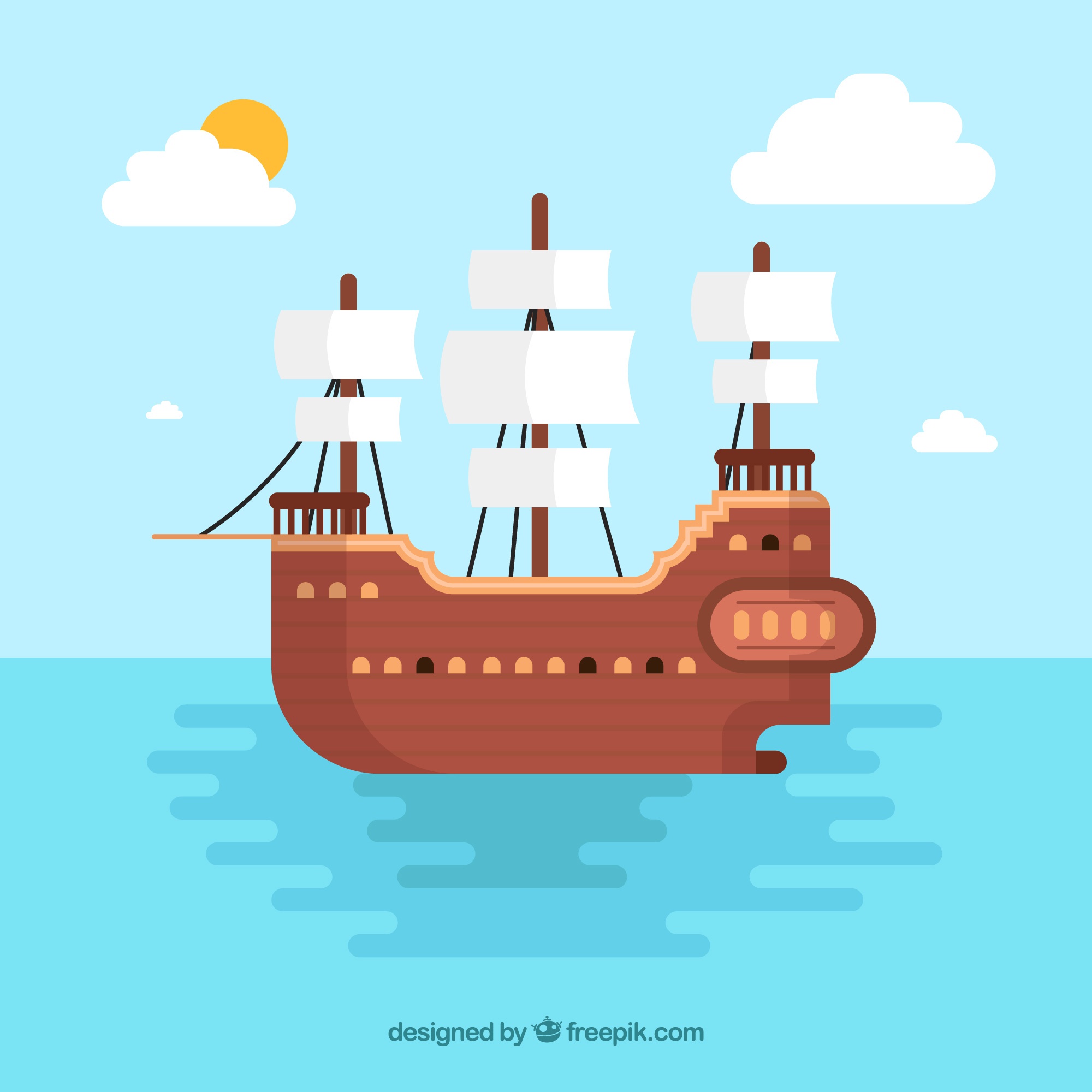 Free: Pirate ship background in flat design - nohat.cc
