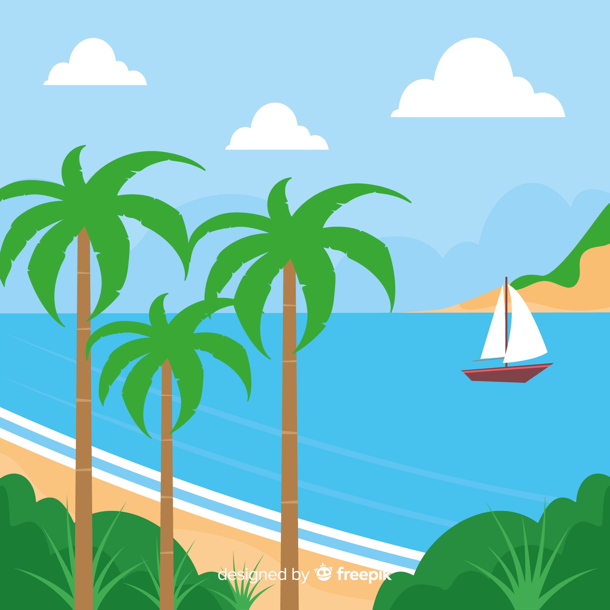 Free: Tropical background vector beach landscape - nohat.cc