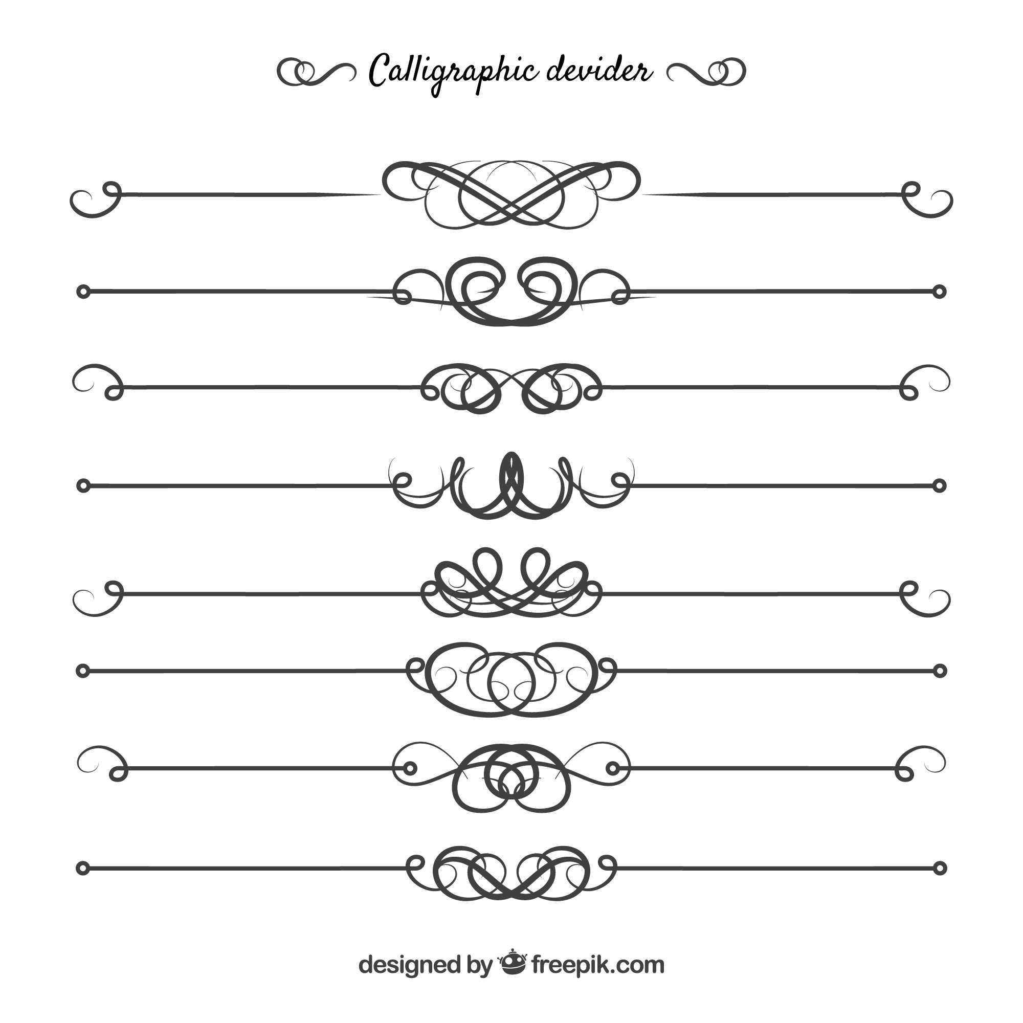 Calligraphy Divider Tree Free: Dividers collection in calligraphic style - nohat.cc