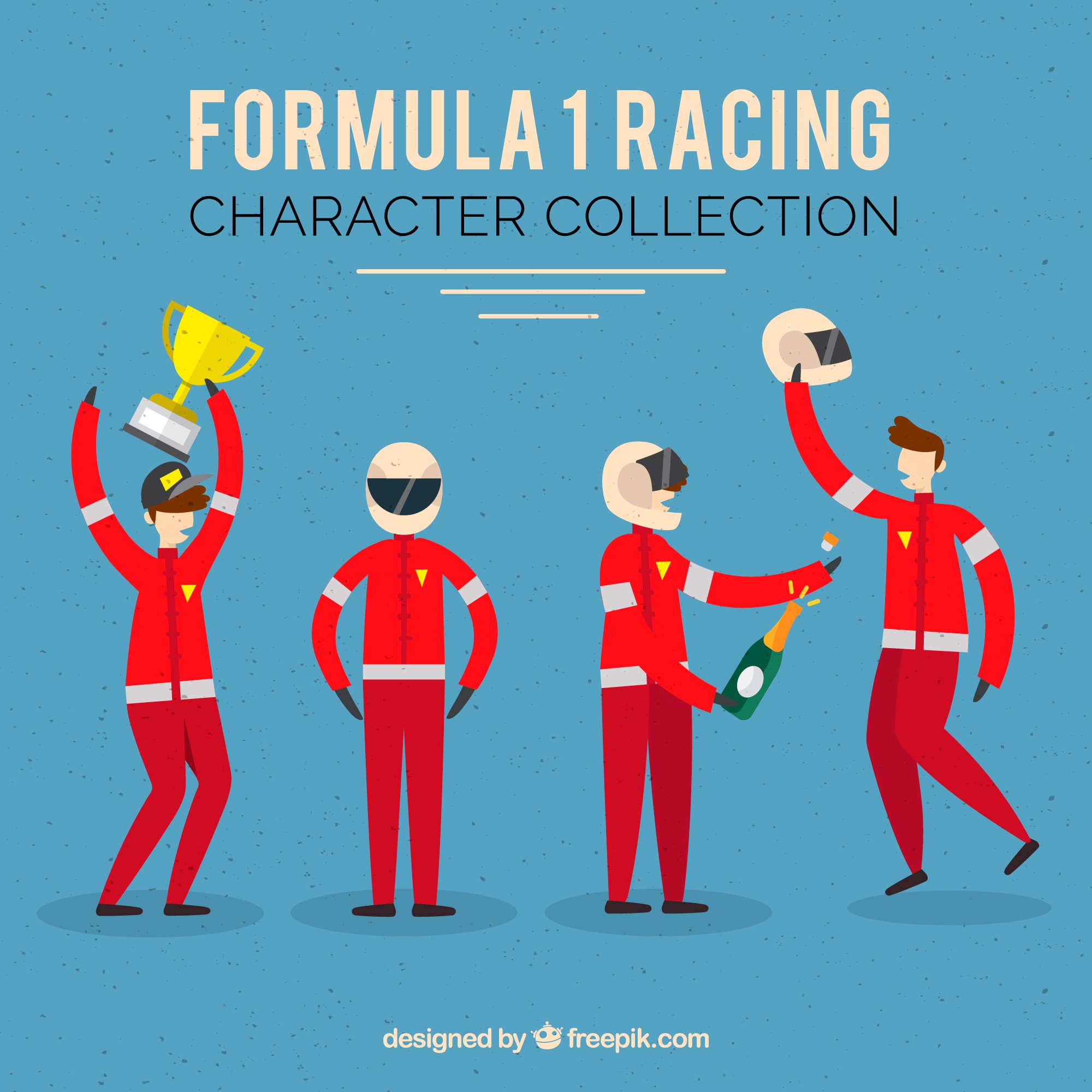 Speed Racing Character Design Free: Formula 1 racing character collection with flat design - nohat.cc