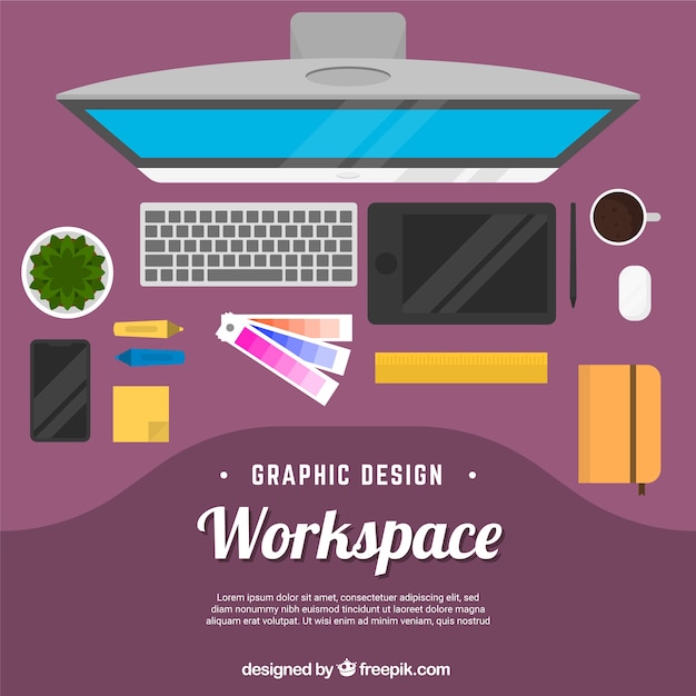 Free: Graphic design workspace background with desk and tools - nohat.cc