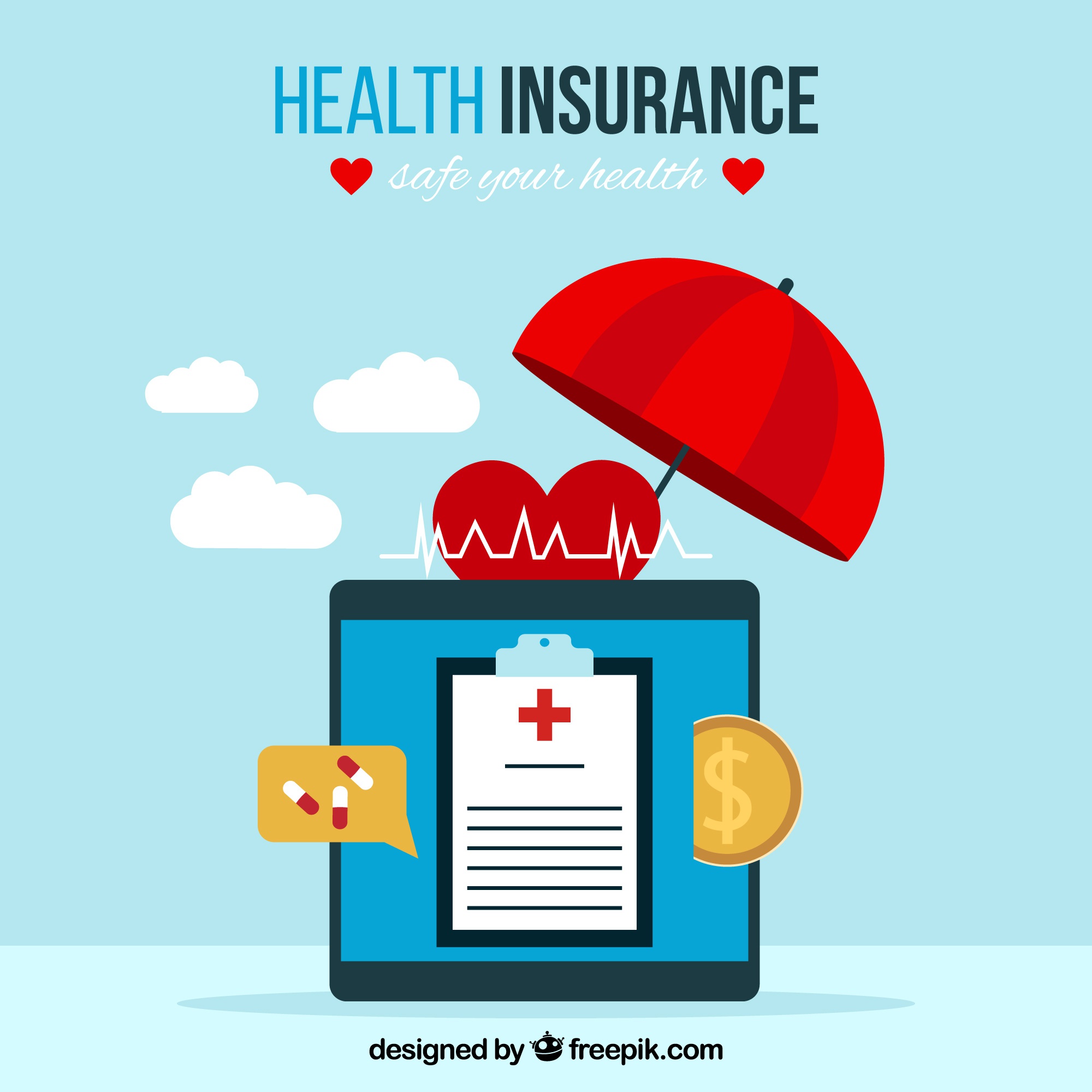 Free: Health insurance background with technological design - nohat.cc