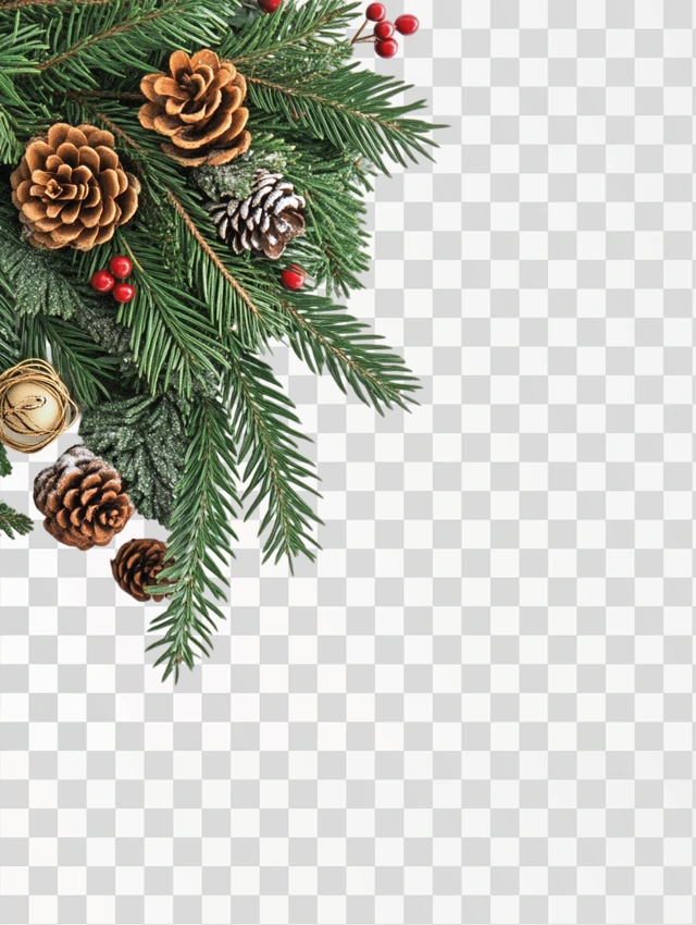 Christmas Corner Border decoration Png, isolated —ar 3:4