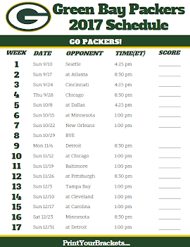 Free: Printable 2018 Green Bay Packers Football Schedule | Printable ...
