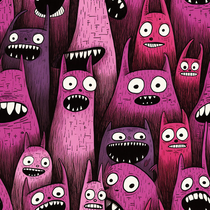 Free: Seamless pattern of Unnerving Hyperdetailed Horror Sketch art ...
