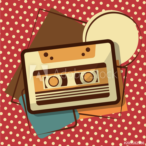 Free: retro vintage music cassette recorder tape memphis background ...