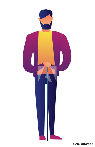 Free: Senior man standing with a cane vector illustration - nohat.cc