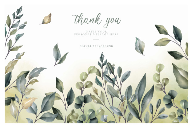 Free: Beautiful thank you card with watercolor leaves Free Vector ...