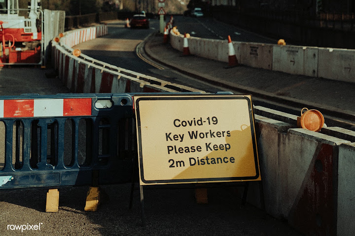 Free: Physical distancing warning sign for roadside construction ...