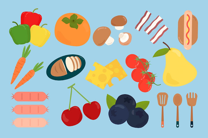 Free: Vector colorful food sticker set - nohat.cc