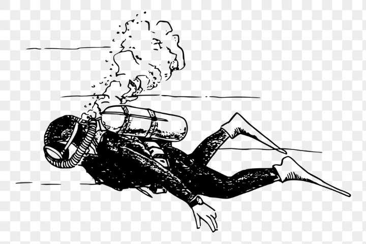 Free: Scuba diver png vintage illustration, | Free PNG Illustration ...