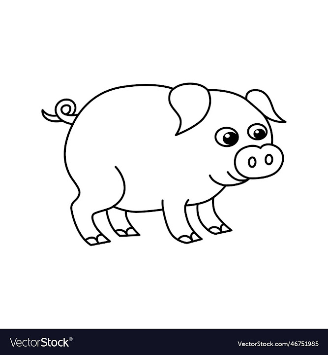 Free: cute pig cartoon coloring page for kids - nohat.cc