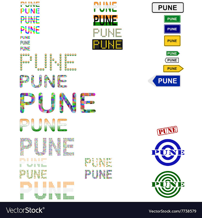 Free: Pune text design set vector image - nohat.cc