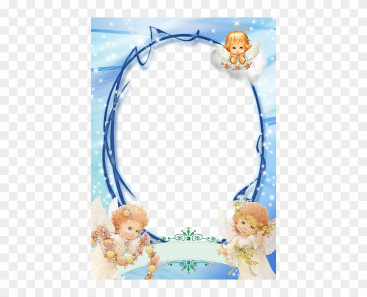 Free transparent blue png frame with angels marcos para fotos de